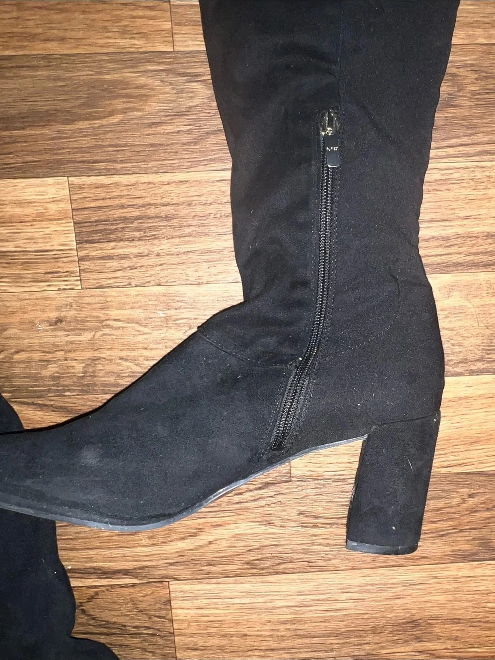 Marc Fisher Black Over-the-Knee Block Heel Boots - Picture 2 of 4